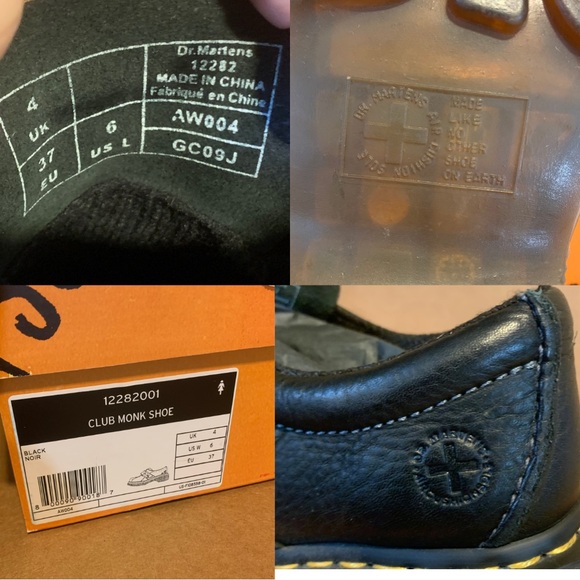 DR. MARTENS "CLUB MONK" VINTAGE Y2K 12282 BLACK LEATHER GUM SOLE LOAFER (6) - Picture 7 of 7